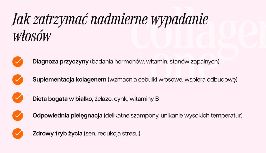infografika przedstawiająca, jak zatrzymać nadmierne wypadanie włosów